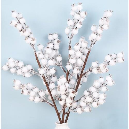 Fake Fruit Plant Artificial White Berry Picks Stems Home Decoration Accessories DIY Crafts Christmas Decor Plantas Artificiales