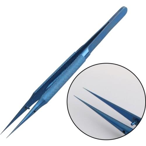 Titanium alloy microscopic tweezers surgical ophthalmic instruments round handle straight elbow 0.15mm pointed tweezers