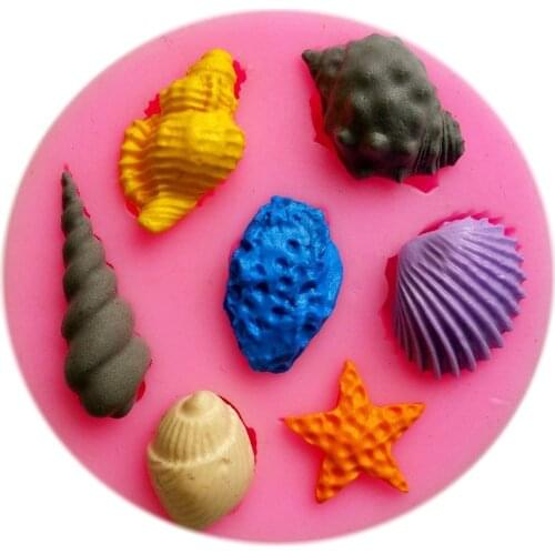 Sea Shell and Conch Shape Silicone 3D Mold Cake Decorating fondant soap candy mold