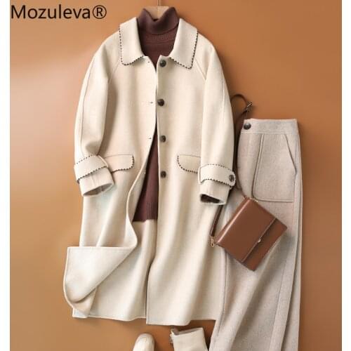 Mozuleva Handmade Double-sided Inlaid Edge Hair Coat Long Coat Womens Autumn/winter Dress New Coat for Supply