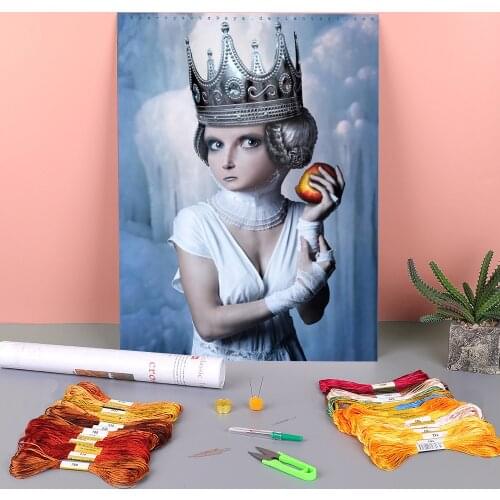 Woman Girl Printed Canvas 11CT Cross-Stitch Set DIY Embroidery DMC Threads Handmade Sewing Painting Handicraft Room Mulina