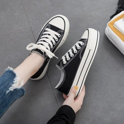 Spring and autumn new womens canvas shoes low-top lightweight breathable casual non-slip wear-resistant platform shoes