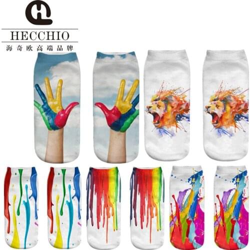 New 3D Printing Fun Cute Socks Unisex Harajuku Print Short Socks Creative Colorful Happy Women Low Ankle Socks