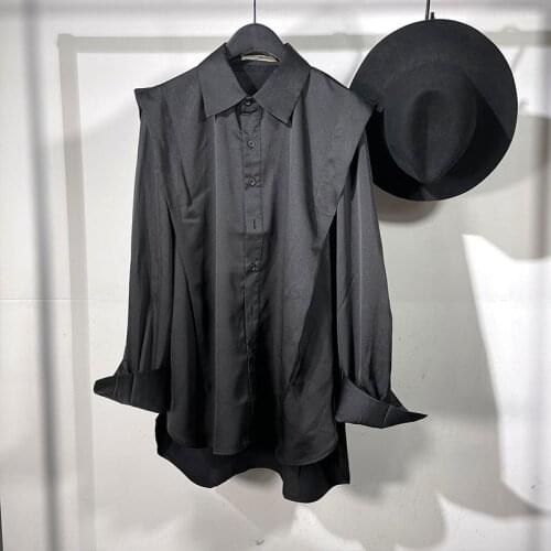Owen Seak Men Casual Shirts High Street Style Mens Clothing Spring Male Autumn Black Long Sleeve Shirts