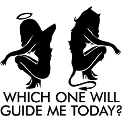 Car Stickers Personalized Sexy Angel or Devil Girl Car Decoration Decals Are Suitable for Various Models Black/white, 13cm*12cm