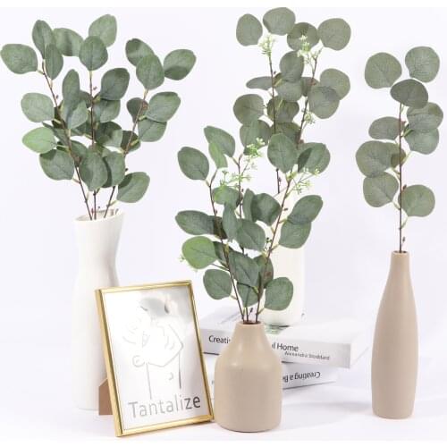 Silk-leaf Eucalyptus Artificial Green Leaf Wedding Decoration DIY Wreath Gift Scrapbook Craft Apple Plant Artificial Flower