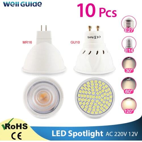 10pcs Led Lamp GU10 MR16 E27 E14 LED Dimmable Spotlight 6W 3W 8W 220V AC12V Spot LED Bulb Lampada Bombillas cold warm white