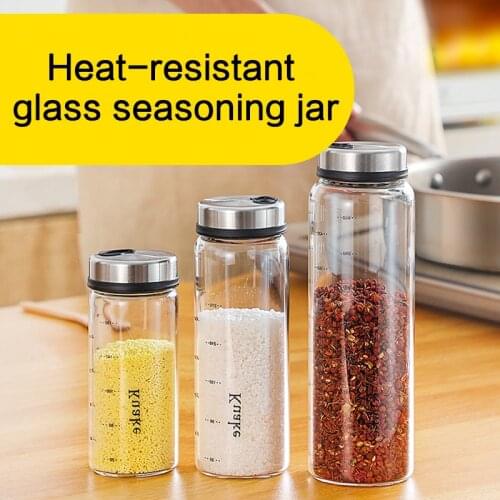 Moisture-proof salt shaker kitchen glass sealed seasoning box seasoning bottle seasoning jar household oil can jam jar