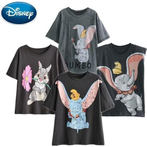 Disney T-shirt Mickey Mouse Daisy Duck Winnie The Pooh Bear Eeyore Bambi Princess Fairies Women Cotton Tee Tops Print Cartoon