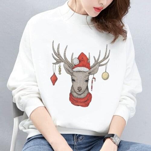 Women Sweatshirt Women Fall 2019 Christmas Arrival Printed Hoodie Sweatshirt Ladies Long Sleeve White Pullover Sudadera Mujer