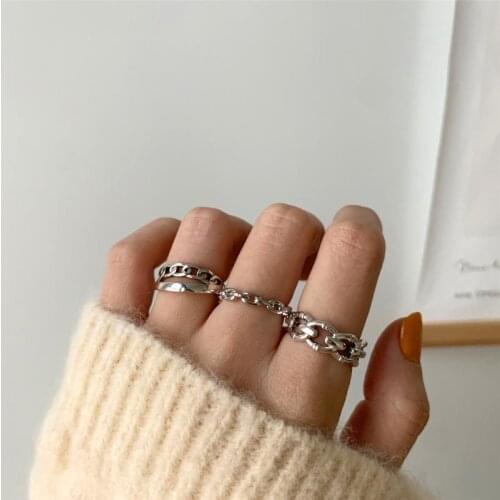 Women Silver Ring Fashion Geometric Hip Hop 925 Sterling Silver Ring for Women Jewelry Accessories Silver 925 Jewelry