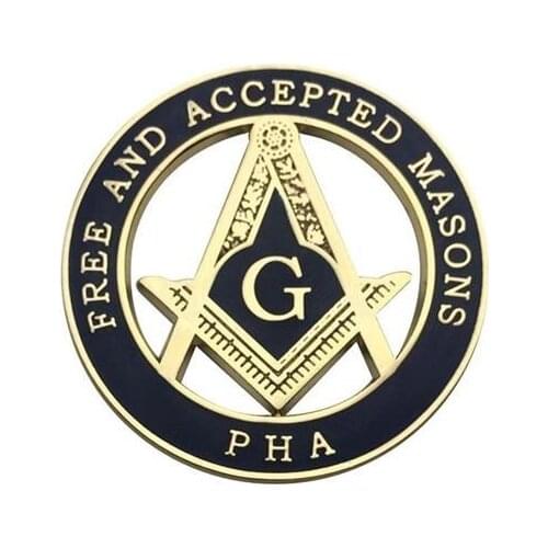 Masonic Lapel Pins Gold Blue Ring PHA Enamel Brooch Gifts Badges With Butterfly Clutch,31.8mm