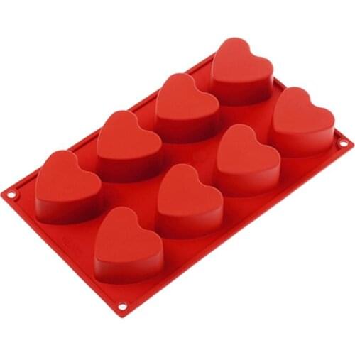 1pc New 3D DIY Diamond Heart Shape Silicone Mold For Baking Cake Chocolate Fondant Molds For Pastry Pudding Jelly 8 Hole