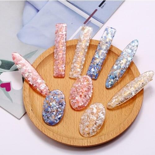 1 pcs New Trendy Gold Color Sequins White Acrylic Geometric Hollow Drop Hairpins For Women Vintage Long Rectangle Hair Clip