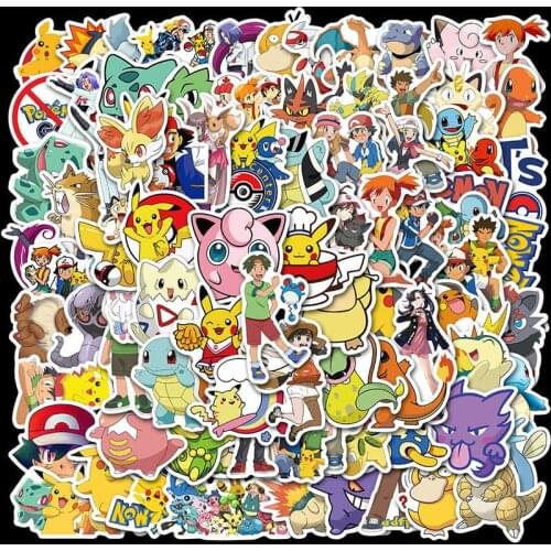 100 Pcs Kawaii Stickers Anime Pikachu Suitable for Guitar Skateboard Refrigerator Graffiti Waterproof Sticker Toys Gifts