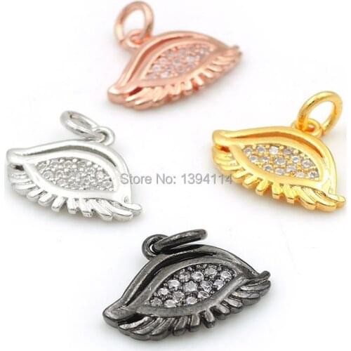 11*14*2mm Micro Pave Clear CZ Eye Charms Fit For Making DIY Bracelets Or Necklaces Jewelry