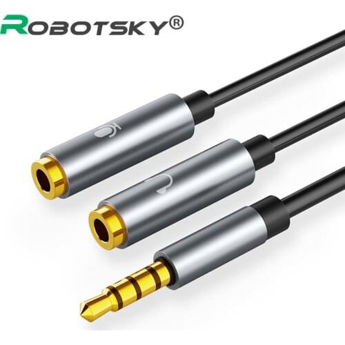 3.5mm Audio Splitter Cable Headphone Splitter Extension Cable 3.5 Jack 1 Male to 2 Female Mic Splitter AUX Headset Adapter Cable