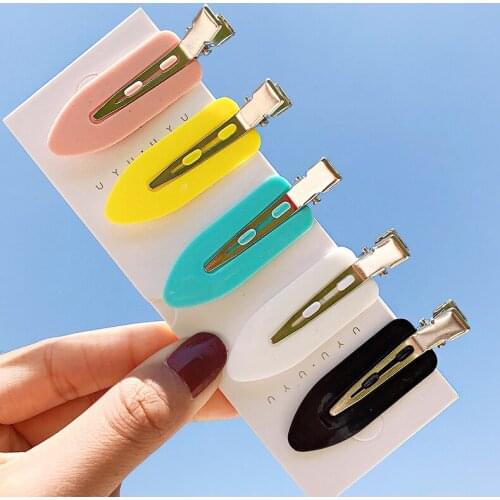 4PCS/Set New Women Girls Candy Colors Flat No Indentation Hairpins Sweet Hair Clips Barrettes Headband Fashion Hair Accessories