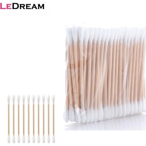 50 Bags Cleaning The Ears Wooden Cotton Swabs Cosmetic Cotton Buds Ear Head Health Makeup Cosmetics Clean Ear Cotton Stick Swab