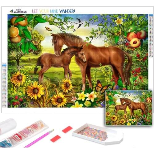 5D DIY Diamond Painting Horse Mosaic Full Diamond Embroidery Fox Animal Wolf Stitch Kits Picture Wall Stickers Art Room Decor