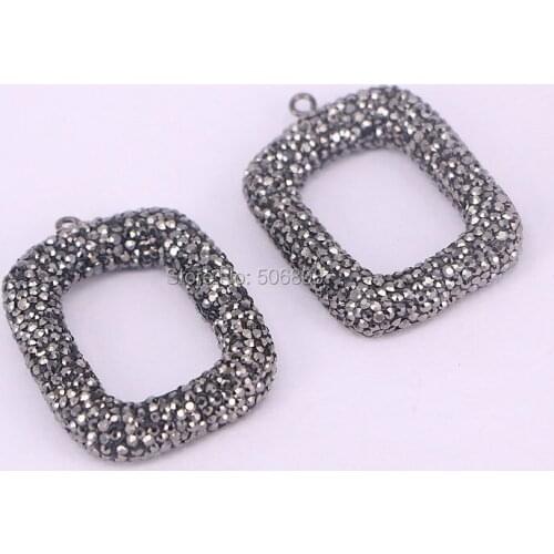 6PCS Rectangle shaped crystal rhinestone setting pendant, for jewelry necklace making