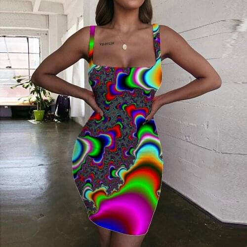 Giyu Brand Dizziness Dresses Women Colorful Ladies Dresses Abstract Sundress Womens Clothing Club Beach Korean Style Fashion