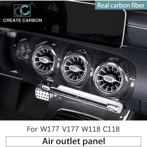CREATE CARBON Real Carbon Fiber Air Conditioning Outlet Panel Center Console For CLA(2020-2021)/A CLASS W118 C118 W177 V177