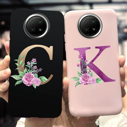 For Xiaomi Redmi Note 9T 5G Case Popular Flower 26 Initials Capital Letters Matte Cover For Xiaomi Redmi Note 9 5G Note9T Fundas