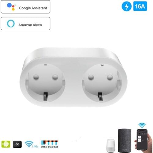 Electric Socket Smart Plug WiFi Socket EU 16A Timing Outlet, Tuya Smart Life APP Remote Control, Works With Alexa Google Home