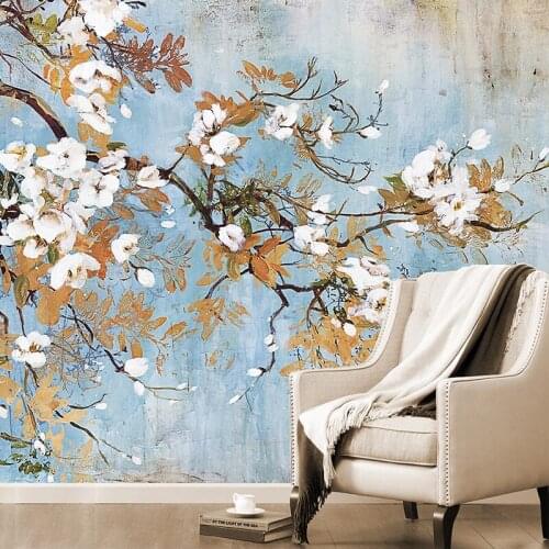 Custom Photo Mural Waterproof Canvas Plant Flower Oil Painting Wallpaper For Living Room TV Background Home Decor Papier Peint