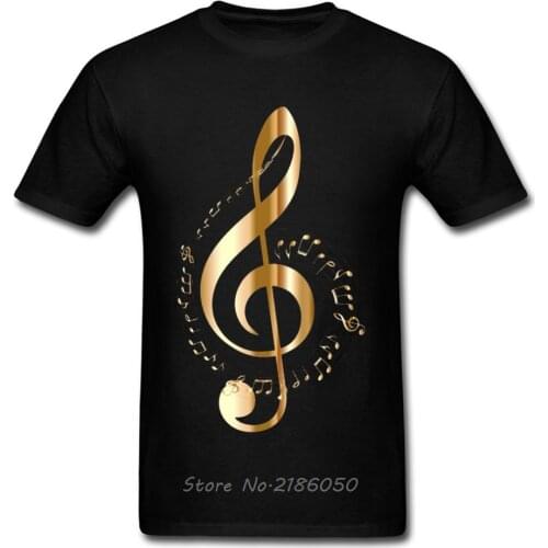 Hip Hop Men T-shirt Music Notes T Shirt Punk Rock Tshirt Male Treble Clef Print Clothes Black Tops Tees Summer Harajuku