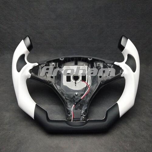 Yoke Steering Wheel Carbon Fiber With Leather Customized For Tesla Model S Model X 2014 2015 2016 2017 2018 2019 2020 2021