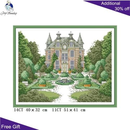 Joy Sunday Manor Cross Stitch FA050 14CT 11CT Counted and Stamped Home Decor Manor Needlework Embroidery DIY Cross Stitch kits