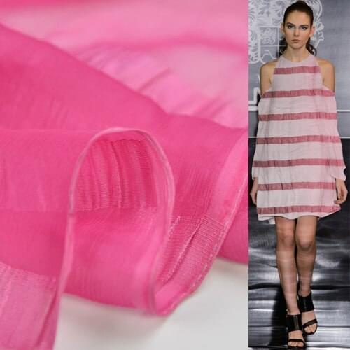 Red stripe design 100% pure silk georgette gauze silk fabric transparent,SCG303