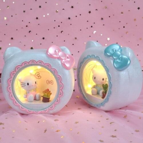 Creative Girls Lovely Lucky Cat Night Light Cute Girls Room Decorations Ornaments Bedside Night Lamp Birthday Gift Home Decor