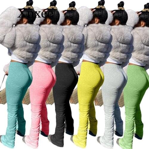 Stacked leggings joggers stacked sweatpants women ruched pants legging jogging femme stacked pants women sweat pants trousers