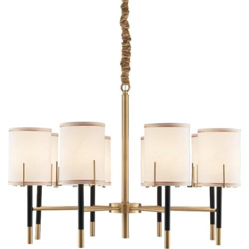 Mediterranean Style Living Room Chandelier American Country Restaurant Master Bedroom Study Room cloth Lampshade pendant lamps