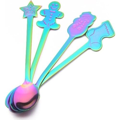 Cute Coffee Spoon 304 Stainless Steel Cartoon Spoon Teaspoon Dessert Snack Scoop Milk Children Spoons Tableware