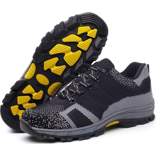 ZEEKSON Couple Steel Toe Cap Anti-smashing Safety Shoes Breathable Leisure Sports Work Shoes Travel Non-slip Walking Mesh Shoes