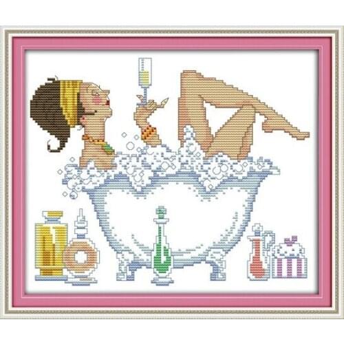 Bathing Beauty People Needlework Cross stitch,Set For Embroidery kits,Printed Patterns Counted Cross-Stitching,DIY Handmade