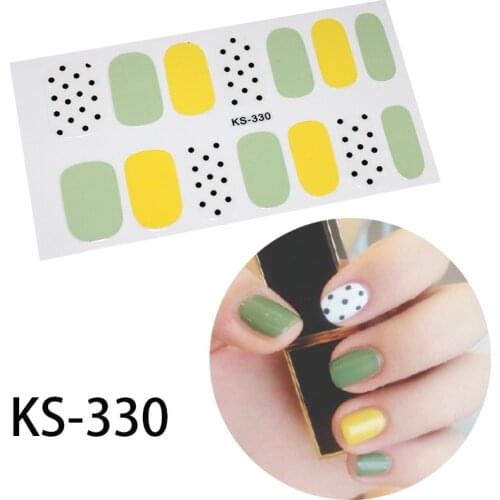 14tips/sheet Colorful Shinny Full Nail Art Tips DIY Adhesive Wraps Waterproof Nail Stickers Decorations Manicure Drop Shipping