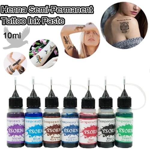 New 10ML Natural Juice Tattoo Ink Hollow Tattoo Template Sticker Dedicated Inks Waterproof Lasting Semi-Permanent Tattoo Pigment