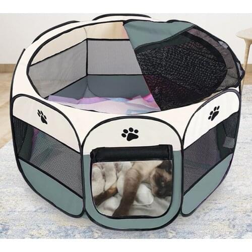 Portable Folding Pet Tent Dog House Octagonal Cage For Cat Tent Playpen Puppy Kennel Easy Operation Fence Outdoor Big Dogs House
