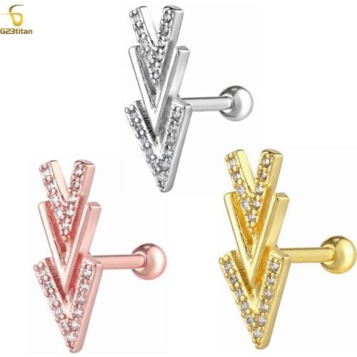 16G Surgical Steel Tragus Ear Cartilage Cochlear Piercing Shiny Zircon Ear Studs Hypoallergenic Body Piercing Jewelry