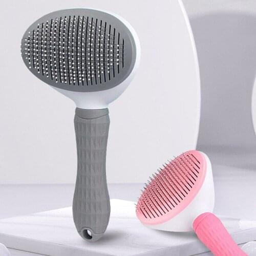 Plastic Dog Cat Pets Self Cleaning Slicker Removal Brush Comb Automatic Pet Dog Cat Grooming Tools Hair Shedding Combs D5102