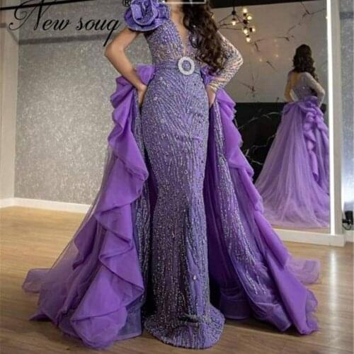 Detachable Train Glitter Beaded Prom Dresses Luxury Chic African Party Dress 2020 Custom Made Arabic Dubai Evening Gowns Kaftans