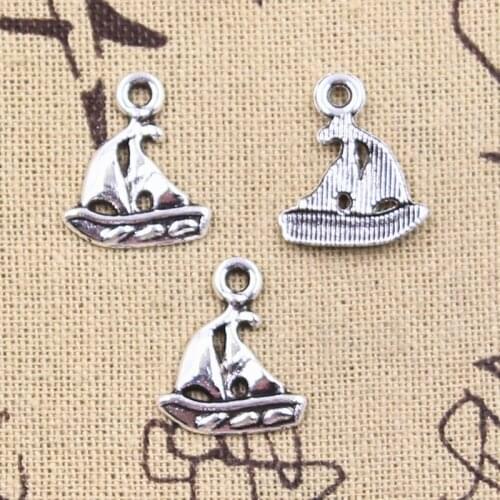 40pcs Charms ship boat 18x15mm Antique Silver Color Pendants DIY Crafts Making Findings Handmade Tibetan Jewelry