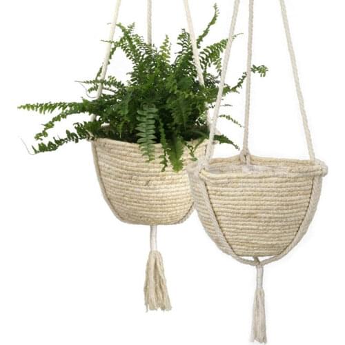 Handmade Flower Hanging Pot Rope Net Macrame Planter Basket For Home Wall Decoration Courtyard Garden Plant Hanger Flower Pot