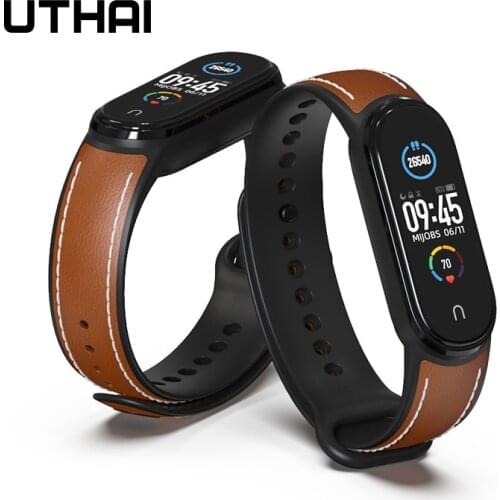 Strap for mi band 5 leather wristband TPU material lightweight strap Bracelet on mi band 5 laminated aluminum alloy buckle