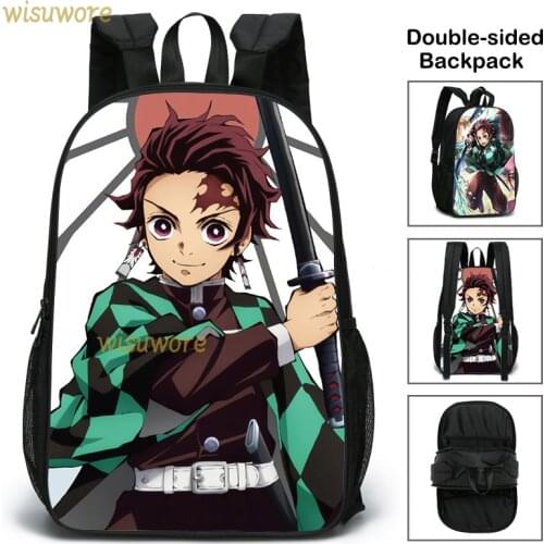 Demon Slayer Kimetsu No Yaiba Backpack Anime Bag Kamado Tanjirou School Bags Teenagers Fashions Double Sided Print Notebook Bag